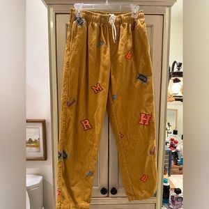 Embroidered Varsity Letter Corduroy Beach Pant